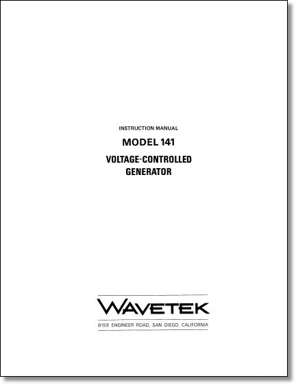 Wavetek 141 Voltage Controlled Generator Operator's Manual - Click Image to Close